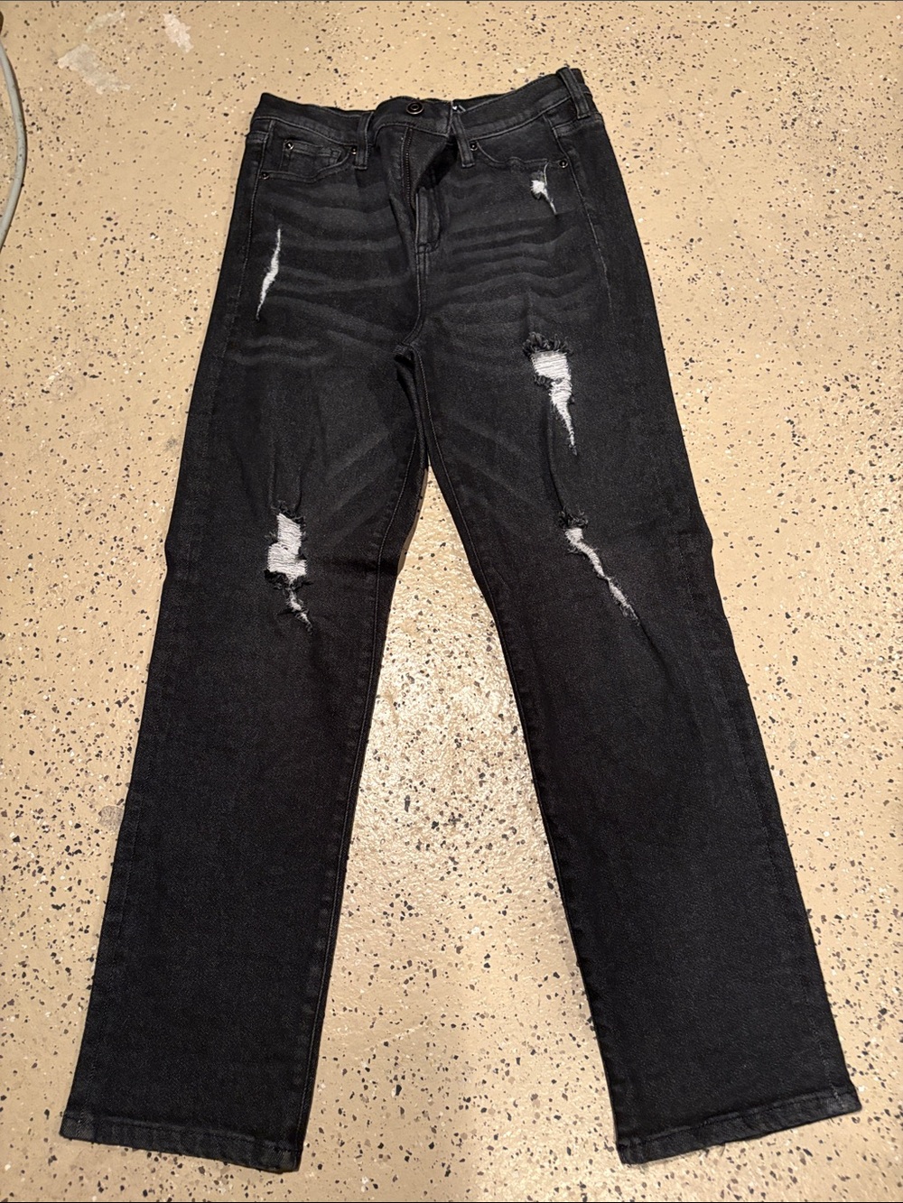 Fashion Nova Women's Black Distressed Straight Jeans